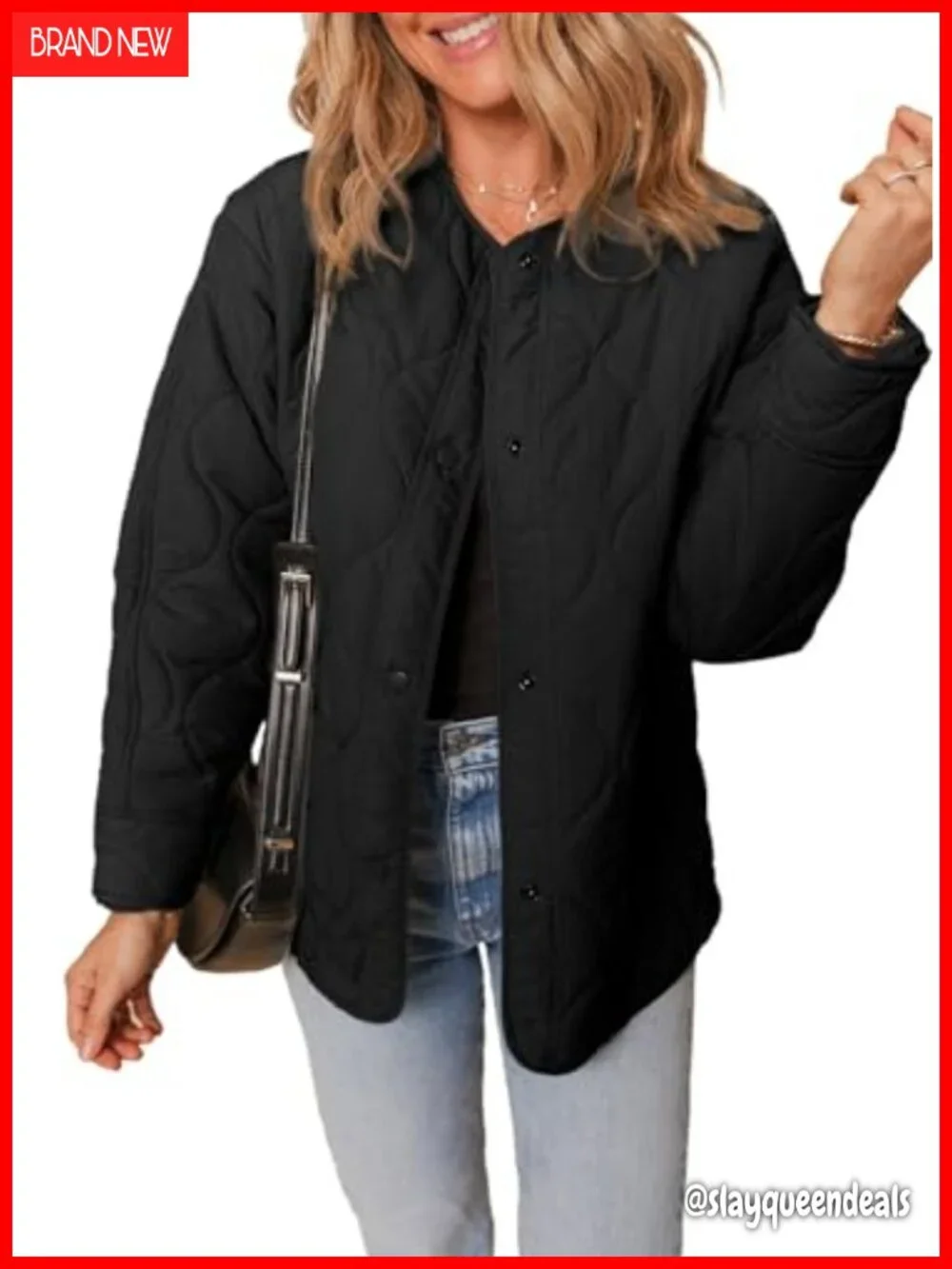 Womens Quilted Lightweight Puffer Jacket Button Down Padded Outwear With Pockets